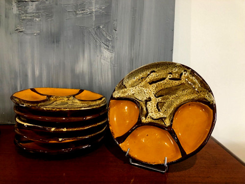 Assiettes fondue en terre - a,