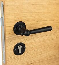 Poignée de porte Rond Fer Forgé Noir intérieur Set Pz