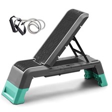  Exercise Step Platform, Multifunctional Aerobic Deck with Cord and Black