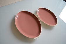 VINTAGE VILLEROY & BOCH FAIENCE OLD PINK 60 YEARS LOT 2 DISHES OVAL SERVICE