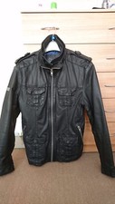 Superdry Homme Veste En Cuir Véritable X-Large Excellent État Portée Deux fois