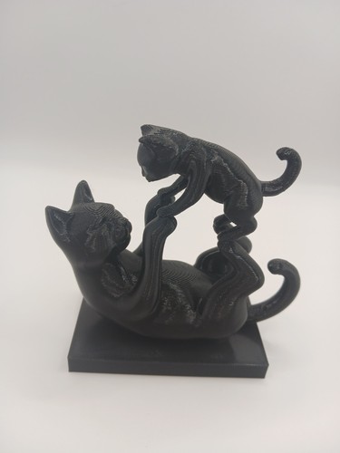 Sculpture chats noir - mère, et