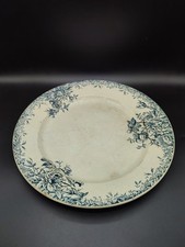 Antique Large Earthenware Dish, Gien Opaque Porcelain, Floreal