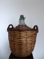 Ancienne Bonbonne verre  * Dame Jeanne * avec Panier Osier tressé - TAILLE XXL