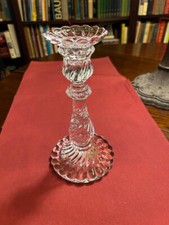 Baccarat Bambous Swirl French Crystal Candlestick 9” Tall - Etched Makers Mark