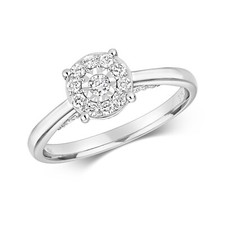 Bague Femme Or Blanc 9 k/carat et Diamant 0.28 Carat