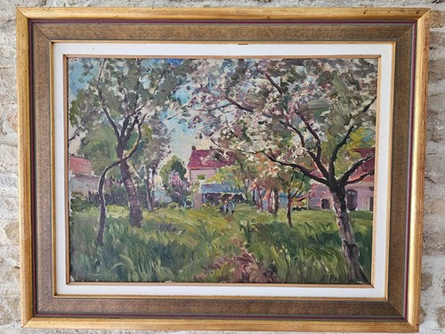 Tableau huile sur papier - huile,