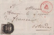 BELGIQUE - BRUGES - LE 21 AVRIL 1854 EN ROUGE - LETTRE POUR LE CONSUL DE FRANCE