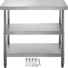 VEVOR Table de Travail Inox Table de Préparation 61x35x85,5 cm Réglable Cuisine