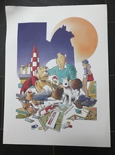 affiche poster  Tintin fusee