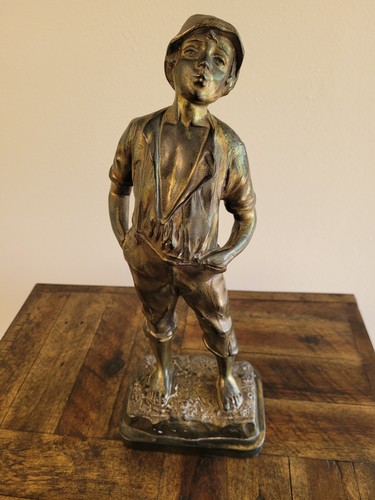 Vintage statue whistling boy - vintage,