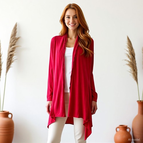 Boho lagenlook gilet rouge - gilet,
