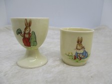 Pair of Vintage Royal Doulton Bunnykins Footed & Flat Egg Cups