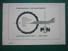 1960-1961 PUB FN HERSTAL FABRICATIONS AERONAUTIQUES ORIGINAL FRENCH AD