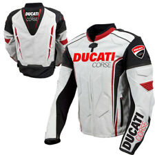 DUCATI Veste en Cuir de Motard Veste en Cuir de Moto Veste Motard en Cuir CE 50