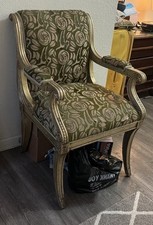 Louis XVI Style Upholstered Carved Fauteil Chair