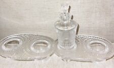Lot Of 4 Lalique Items Bourgueil 1 Bottle 1 Stopper & 2 Etched Holders Stands