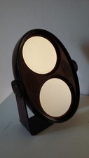 OLD MAGNIFYING PSYCHE MIRROR 1970 VINTAGE DESIGN DECORATION LUCITE BROWN