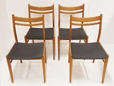 SUITE OF 4 DANISH SCANDINAVIAN CHAIRS 1960 VINTAGE TEAK & FAUX LEATHER 60S 60'S