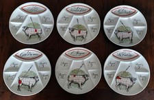 Série de six assiettes à fondue viande porcelaine d'Auteuil Paris