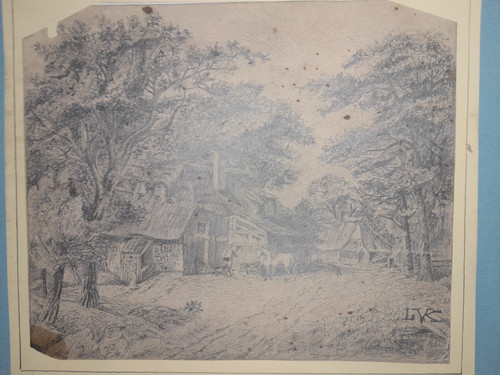 Dessin ancien paysage - ancien, école