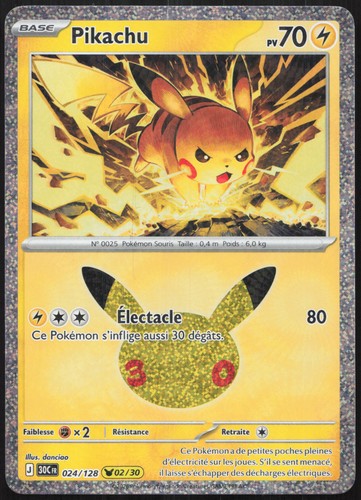 Carte pokémon pikachu - pokémon, 024/128