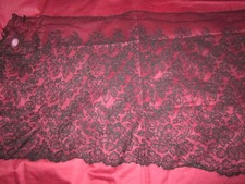 Antique late 19th century black silk lace veil / mantilla