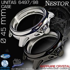 WATCH CASE NESTOR,45MM,ST.STEEL,SAPPHIRE CRYSTAL FOR MOVEMENT ETA UNITAS 6497/98
