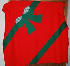 Christmas Tablecloth Cotton Fabric - 51" Square Card TableÂ  Red with Green Bow