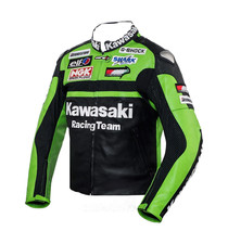 Veste en cuir pour moto Kawasaki Racing Team - équipement de motard de qualit...