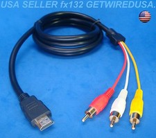 usa seller 3-RCA JACKS RED YELLOW WHITE to HDMI AUDIO VIDEO ADAPTOR 5FT AUX CORD