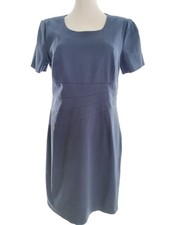 2 BIZ Robe Élégante pour Femmes Bleu M Manches courtes Encolure ronde