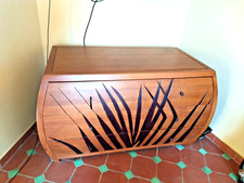 commode 3 tiroirs prototype teck massif style 1920 roseaux  ébéniste XXème