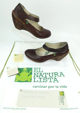 NEW! El Naturalista Women’s Mary Jane Wedge Heels Brown EU 39