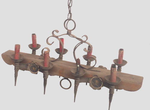 Lustre rustique fonte fer - lustre,
