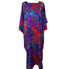 David Brown Bullocks Kaftan Vtg One Size Petite Length Colorful Maxi Mumu Floral