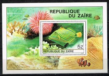 Zaire Marin Life African Corall Fish Souvenir Sheet 1980 MNH