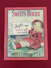 SWIFT'S BORAX Unglazed Metal Billboard USA