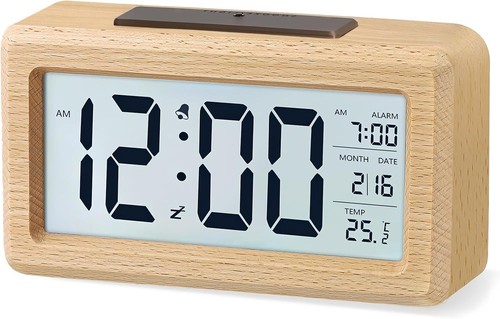 Dtkid réveil numérique bois - numérique,