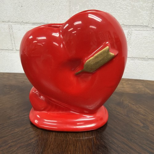 Vintage 1961 ceramic red heart - vintage,