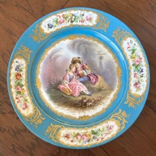 Antique Sevres Hand Painted Plate Porcelain 1800s Signed