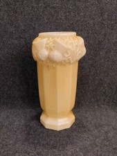 Grand Vase Art Déco Verre Opalin Jaune Ambré Attribué à Muller