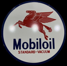 PORCELAIN MOBILOIL ENAMEL SIGN 30X30 INCHES DOUBLE SIDED