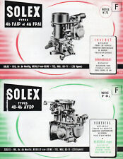 LOT OF TWO SOLEX CARBURETOR ADJUSTMENT INSTRUCTIONS type 40 46