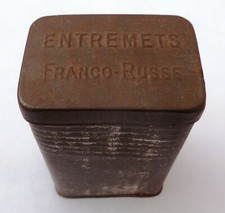 1914-1918 Boite métal soldat ration ENTREMETS FRANCO-RUSSE Piou Piou ORIGINAL 