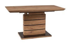 Table à Manger Guéridon Leonardo 160-220x90x76cm Chêne Noir Télescopique (18248)