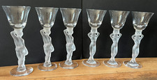 🍸Lot de 6 Verres à Liqueur "Adam et Ève" Pieds en Forme de Corps Nus – Art Déco
