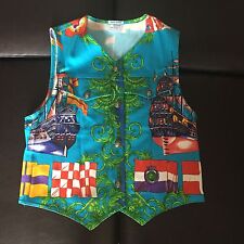 Gianni Versace "Marine" Blue Cotton Medusa Button Up Men’s Vest