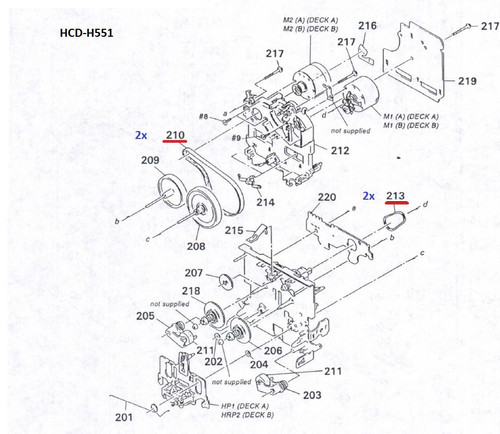 Kit courroies pour chaine - 4, k7