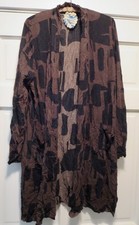CHALET et CECI Brown/Black Print Lightweight Crinkle Jacket XL